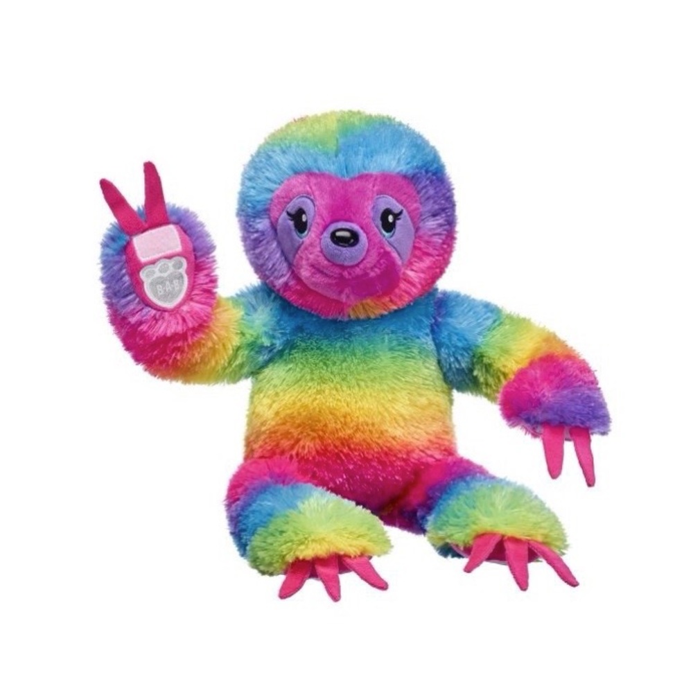 Build a Bear Rainbow Sloth Stuffed Animal Plush